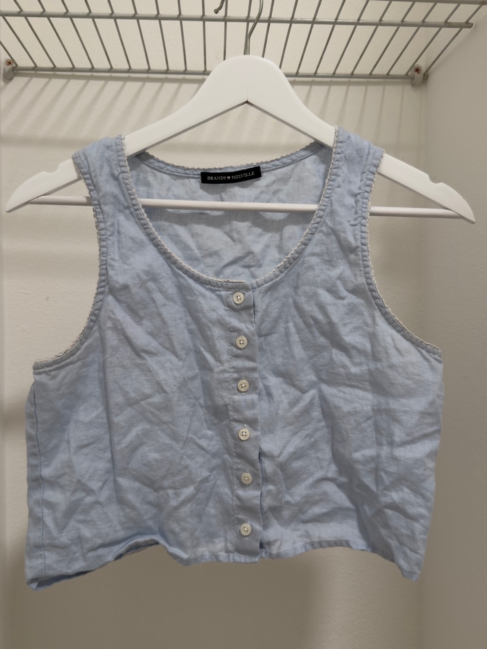 Brandy Melville Light Blue Button-Front Crop Tank
